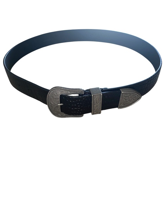 Lauren Ralph Lauren Crocodile Leather Silver Filigree Western Belt cowgirl main image 4